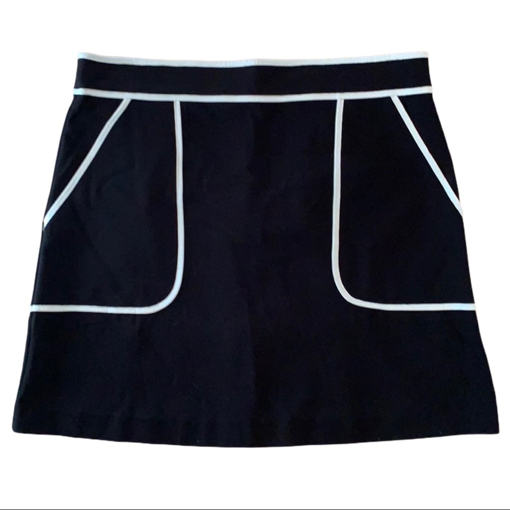 Joe Fresh Contrast Piping Stitched Black A-Line Mini Skirt Retro Inspired